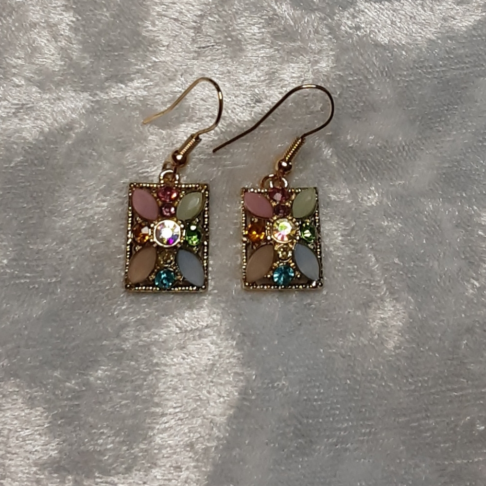 Handmade Colorful Gemstone Earrings Pink Blue - Picture 7 of 8